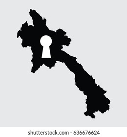 An Illustrated Country Shape of Laos
