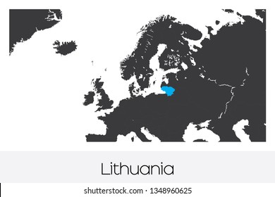 An Illustrated Country Shape of Lithuania