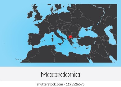 An Illustrated Country Shape of Macedonia