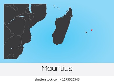 An Illustrated Country Shape of Mauritius