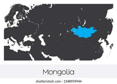 An Illustrated Country Shape of Mongolia