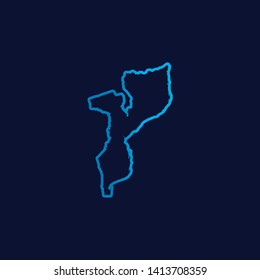 Illustrated Country Shape of Mozambique