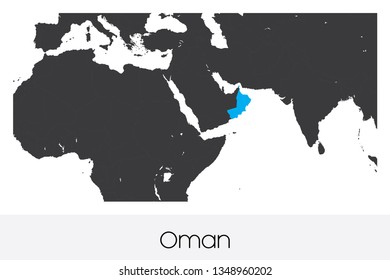 An Illustrated Country Shape of Oman