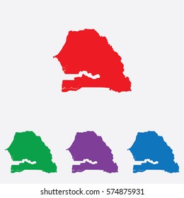 Illustrated Country Shape on grey background of Senegal