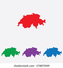 Illustrated Country Shape on grey background of Switzerland