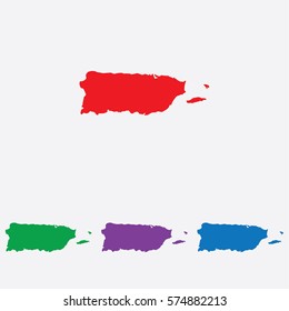 Illustrated Country Shape on grey background of Puerto Rico