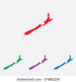 Illustrated Country Shape on grey background of  New Zealand
