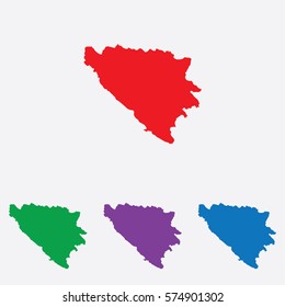 Illustrated Country Shape on grey background of  Bosnia