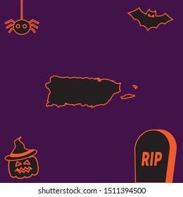 Illustrated Country Shape of Puerto Rico