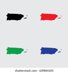 An Illustrated Country Shape of Puerto Rico