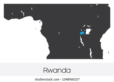 An Illustrated Country Shape of Rwanda