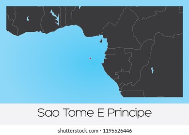 An Illustrated Country Shape of Sao Tome E Principe