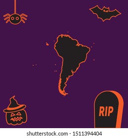 Illustrated Country Shape of South America