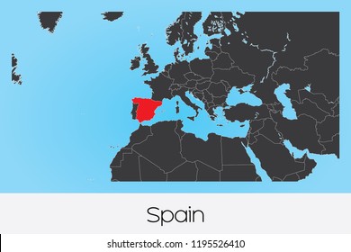 An Illustrated Country Shape of Spain