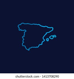 Illustrated Country Shape of Spain