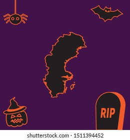 Illustrated Country Shape of Sweden