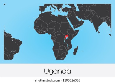 An Illustrated Country Shape of Uganda