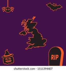 Illustrated Country Shape of United Kingdom