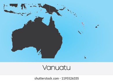 An Illustrated Country Shape of Vanuatu