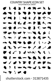 Illustrated Country Shapes Icon Set on a White Background