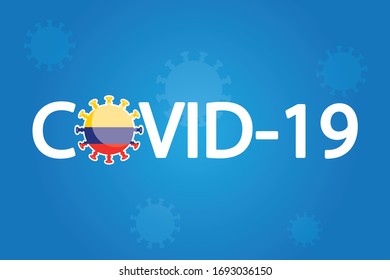 Illustrated Covid-19 Flag for the Country of  Colombia