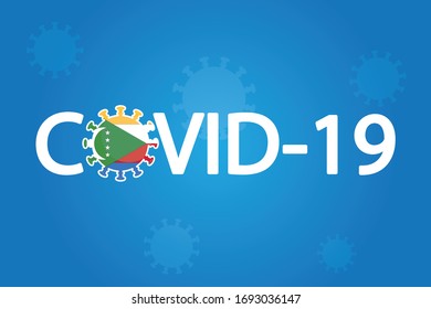 Illustrated Covid-19 Flag for the Country of  Comoros