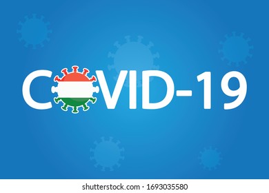 Illustrated Covid-19 Flag for the Country of  Hungary