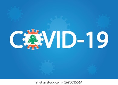 Illustrated Covid-19 Flag for the Country of  Lebanon