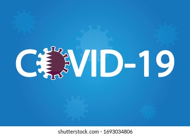 Illustrated Covid-19 Flag for the Country of  Qatar