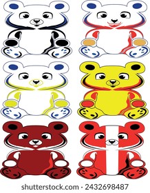 illustrated cute educational teddy bear color respect country flags and language