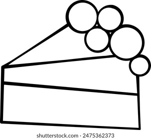 Illustrated decorative cake slice outline drawing illustration. A slice of cake line art.
