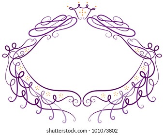 An Illustrated decorative template, with swirl and flowers surrounding the empty space.