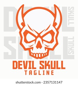 Illustrated Demon Skull: Logo, Mascot, Artwork, Vector Graphic for Sports and E-Sport Gaming Squads, Devil Skull Mascot Head