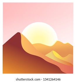 illustrated desert at sunset time with shading shadows