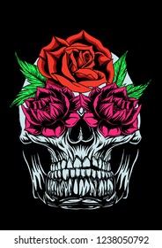 illustrated design inspiration skull with flowers