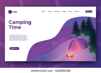 Illustrated design with outdoor camping concept