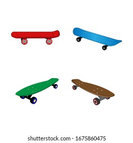 Illustrated design of various forms of skateboard