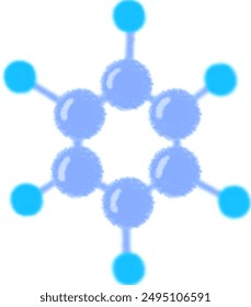 An illustrated diagram featuring icons representing the formulas of chemical elements and molecules