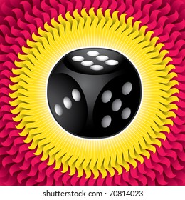 Illustrated dice with abstract background. Vector illustration.