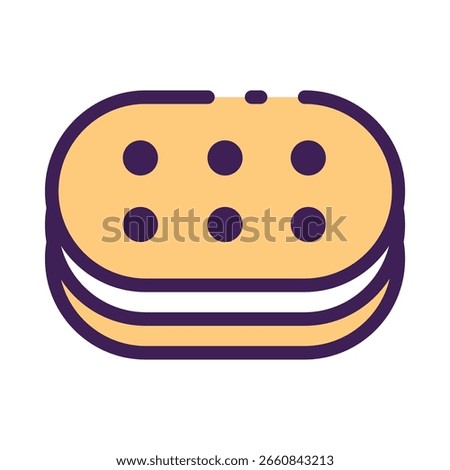 Illustrated Double-Layered Cookie with Purple Dots and Cream Fil
