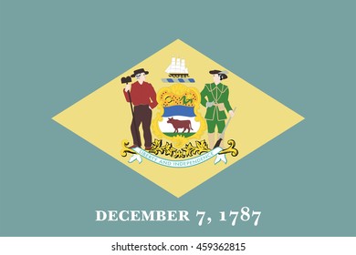 An Illustrated Drawing of the flag of Delaware state (USA)
