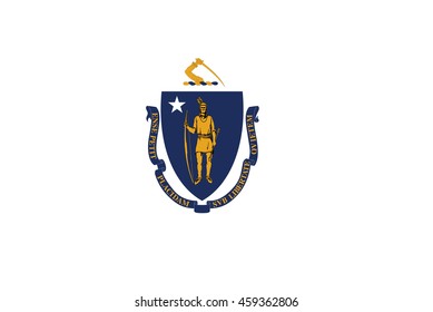 An Illustrated Drawing of the flag of Massachusetts state (USA)