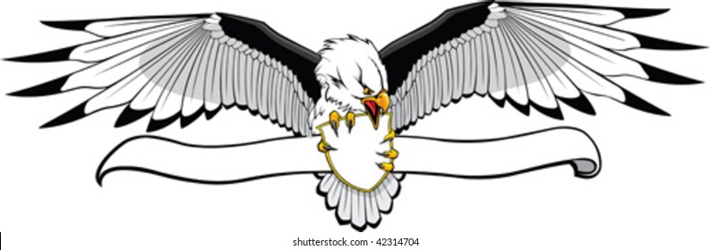 Illustrated Eagle With Banner. Put What You Want On Banner.