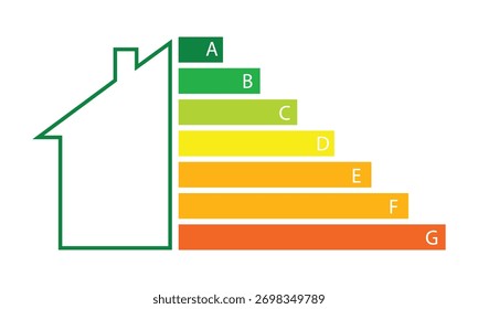 Gráfico ilustrado de calificación de eficiencia energética con fondo blanco. Ilustración vectorial EPS 10 .
