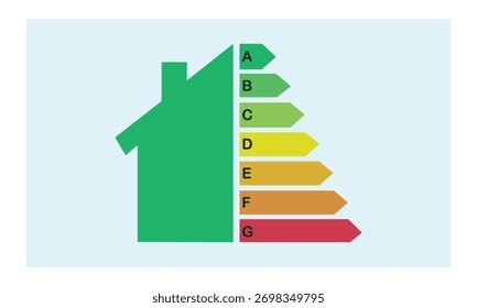 Gráfico ilustrado de calificación de eficiencia energética con fondo blanco. Ilustración vectorial EPS 10 .