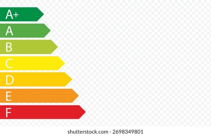 Gráfico ilustrado de calificación de eficiencia energética con fondo blanco. Ilustración vectorial EPS 10 .