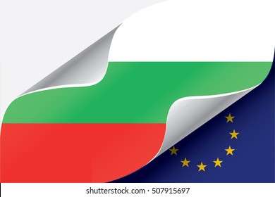 Illustrated EU Flag with the Flag of  Bulgaria