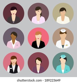 Illustrated female flat profiles.