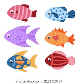 Illustrated of fishes the under water animal cartoon set.