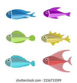 Illustrated of fishes the under water animal cartoon set.